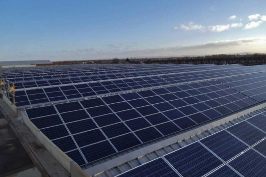 The roof of the Bentley factory Crewe used for generating solar energy