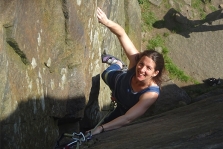 Cassa enjoying some rock climbing