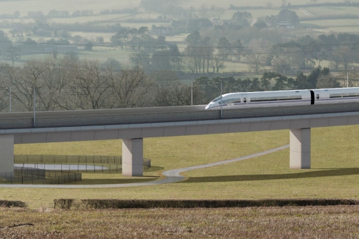 Ugly design of HS2 viaduct and fencing in Chilterns