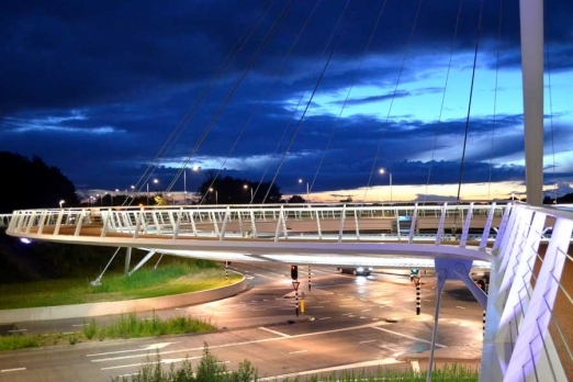Suspended circular cycle bridge, Eindhoven, Netherlands.