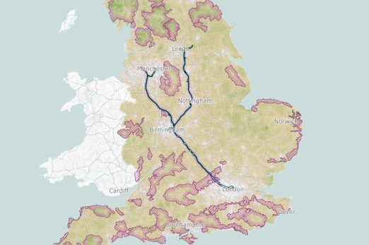 HS2 route, nationally designated landscapes and tranquillity